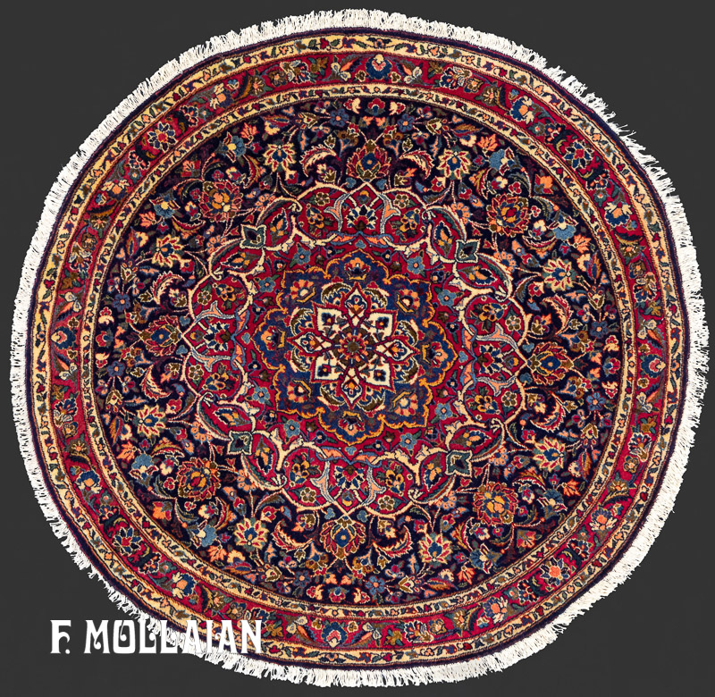 Antique Persian Kashan Dabir Round Rug n°:15375737
